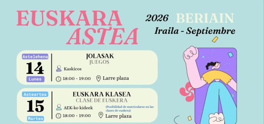 Imagen BERIAINGO EUSKARAREN ASTEA 2026